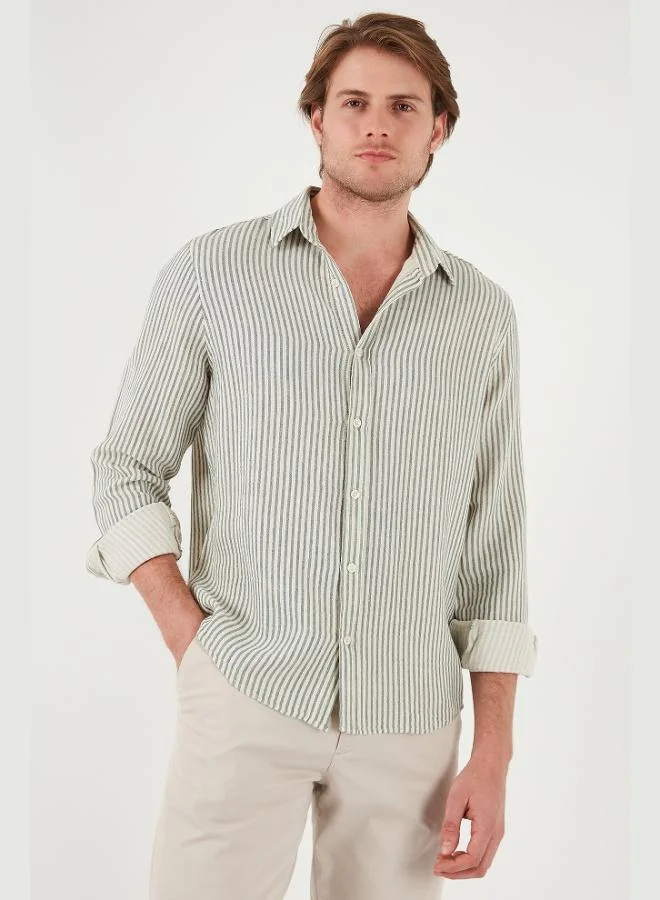 Buratti  Buratti Striped Regular Fit Cotton Long Sleeve Shirt Men's SHIRT CF25S129721 for Men | Best Price UAE