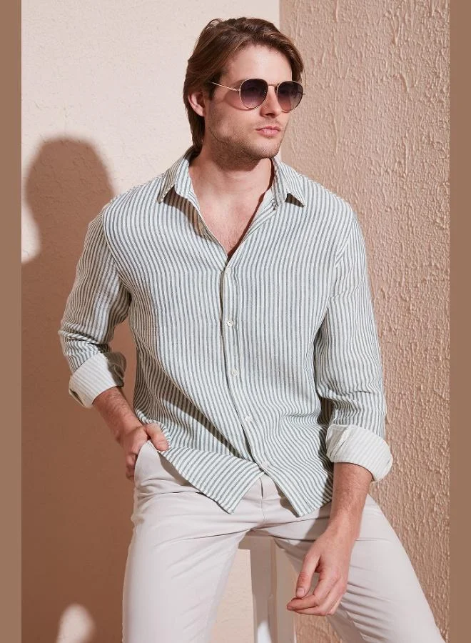 Buratti  Buratti Striped Regular Fit Cotton Long Sleeve Shirt Men's SHIRT CF25S129721 for Men | Best Price UAE