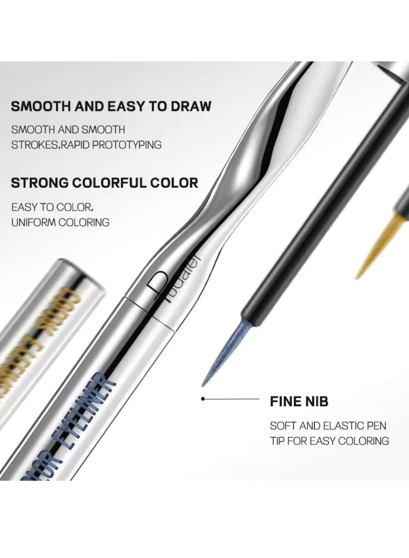 Color Eyeliner Liquid Eyeliner Pen Quick Drying Easy to Color Glitter and Matte Precision Fine Tip Eye Liner Makeup No Flaking No Smudging Waterproof and Long Lasting Eyeliner Pencil Sapphire 01
