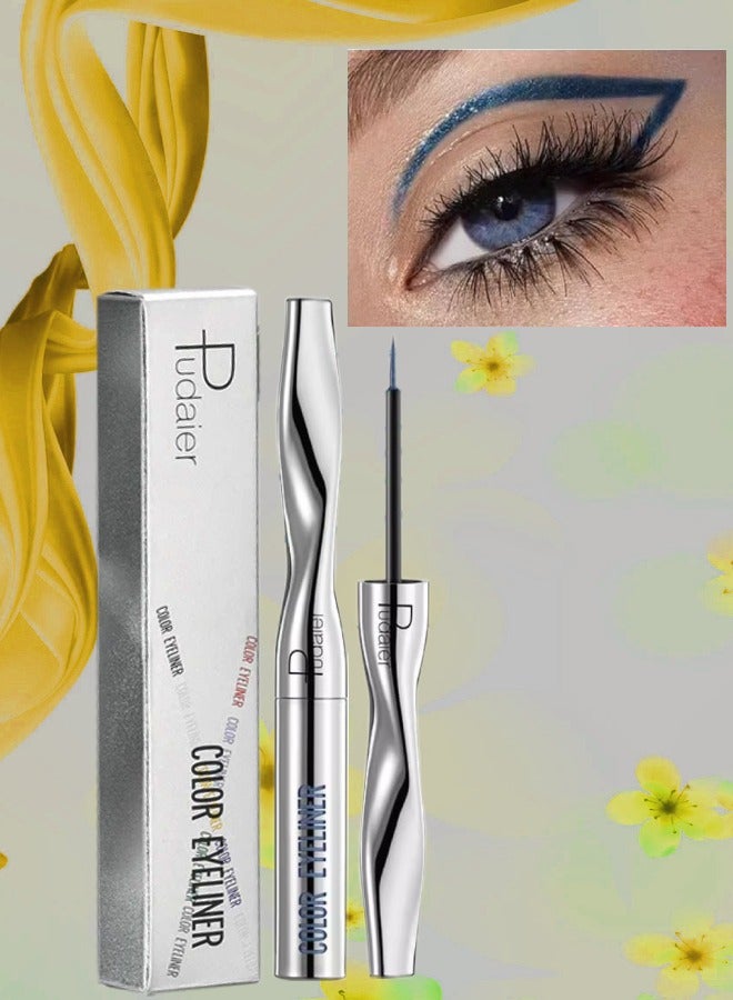 Color Eyeliner Liquid Eyeliner Pen Quick Drying Easy to Color Glitter and Matte Precision Fine Tip Eye Liner Makeup No Flaking No Smudging Waterproof and Long Lasting Eyeliner Pencil Sapphire 01