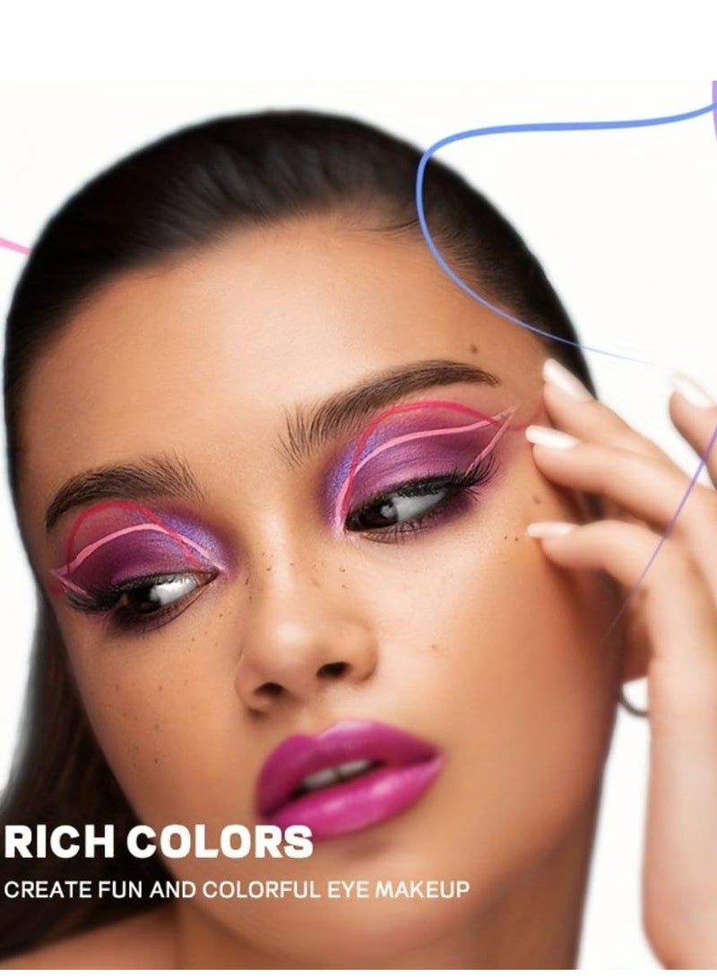 Color Eyeliner Liquid Eyeliner Pen Quick Drying Easy to Color Glitter and Matte Precision Fine Tip Eye Liner Makeup No Flaking No Smudging Waterproof and Long Lasting Eyeliner Pencil Sapphire 01