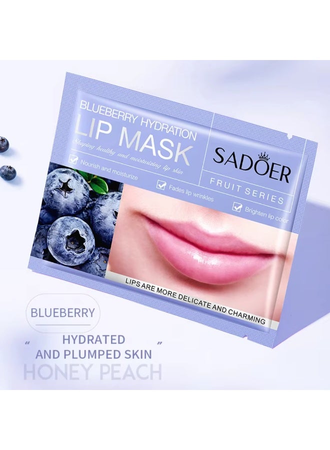 SADOER 10 قطع قناع ترطيب الشمّام الأزرق لترطيب الشفاه مغذي مرطب مضيء قناع الشفاه بالشمّام الأزرق يقلل من خطوط الشفاه وتجاعيد الشفاه أقنعة الشفاه الرقيقة الجذابة 10x8G - Image 3