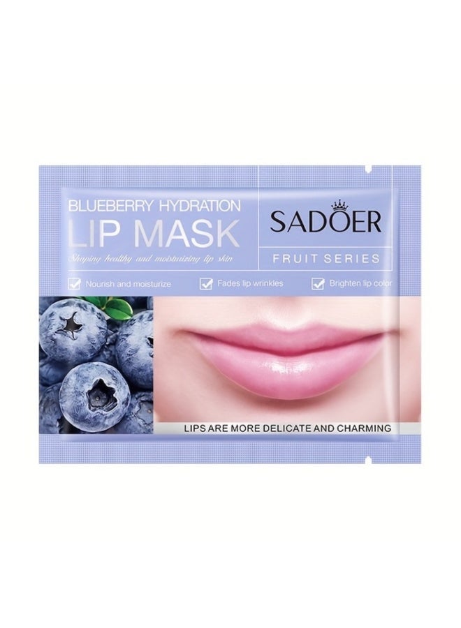 SADOER 10 قطع قناع ترطيب الشمّام الأزرق لترطيب الشفاه مغذي مرطب مضيء قناع الشفاه بالشمّام الأزرق يقلل من خطوط الشفاه وتجاعيد الشفاه أقنعة الشفاه الرقيقة الجذابة 10x8G - Image 2