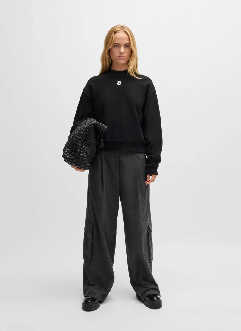 هوجو Relaxed-fit cotton-terry sweatshirt with stacked-logo embroidery