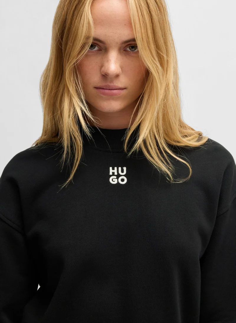 هوجو Relaxed-fit cotton-terry sweatshirt with stacked-logo embroidery