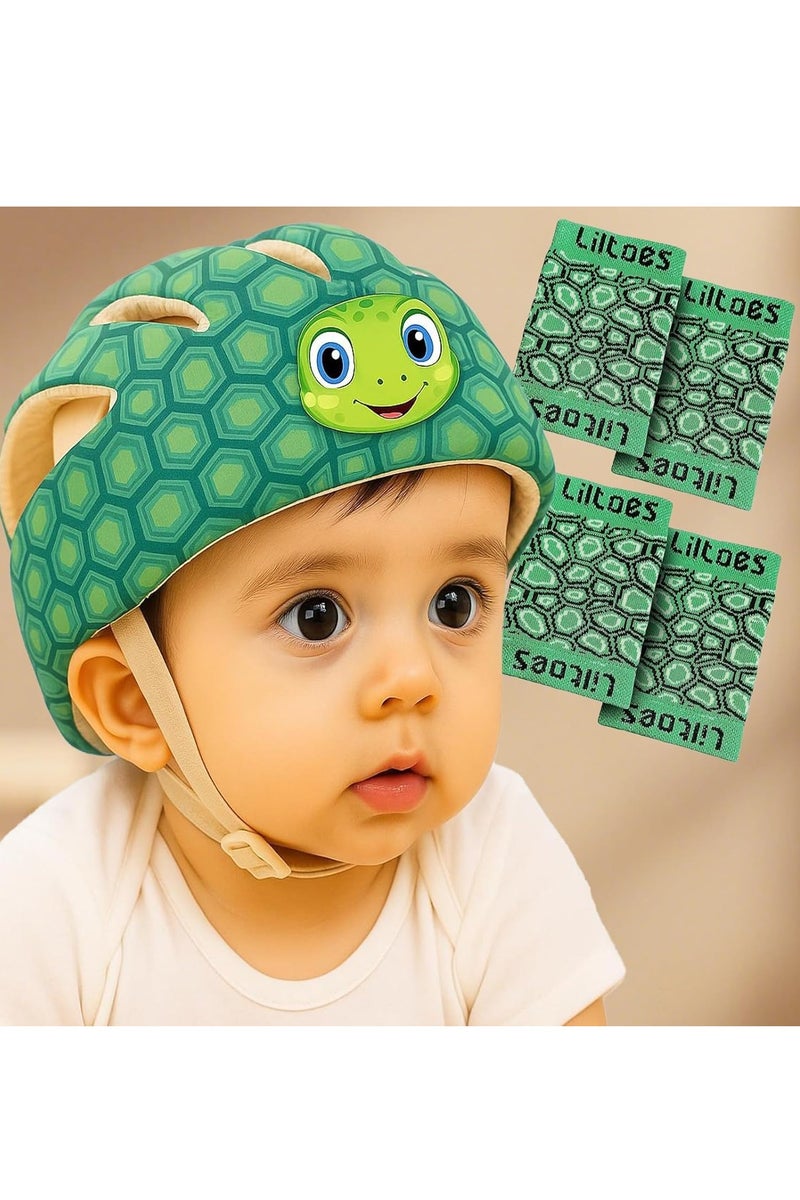 LILTOES Baby Head Protector for Safety of Kids 6M to 3 Years- Baby Safety Helmet with Proper Air Ventilation & Corner Guard Protection + 1 Pair Knee Pad + 1 Pair Elbow Pad - Image 1
