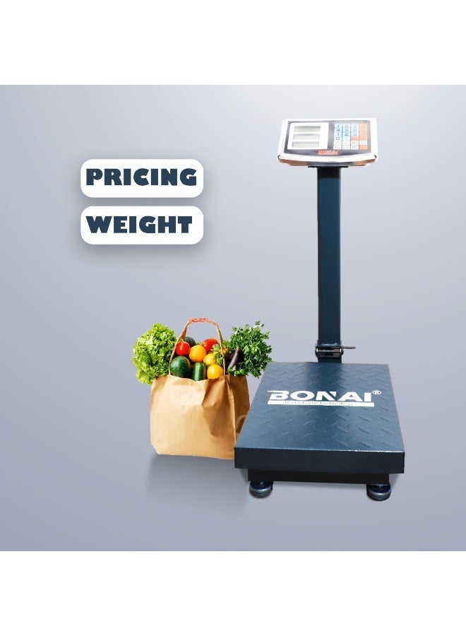 BONAI 200kg Digital Platform Scale Heavy Duty Electronic Weighing Machine with Stainless Steel Indicator High Precision Sensors and 90 Degree Foldable Design for Warehouse Commercial Use BN-HK135 - Image 3
