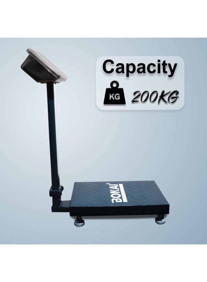 BONAI 200kg Digital Platform Scale Heavy Duty Electronic Weighing Machine with Stainless Steel Indicator High Precision Sensors and 90 Degree Foldable Design for Warehouse Commercial Use BN-HK135 - Image 2