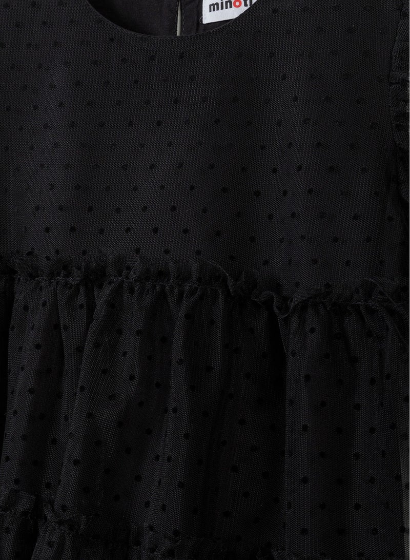 مينوتي فستان بناتي أطفال شيفون بطبعة منقطة وطبقات متعددة - Image 3