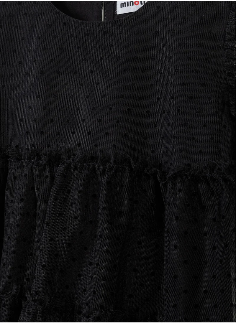 MINOTI Kids Girls Layered Flock Print Dress