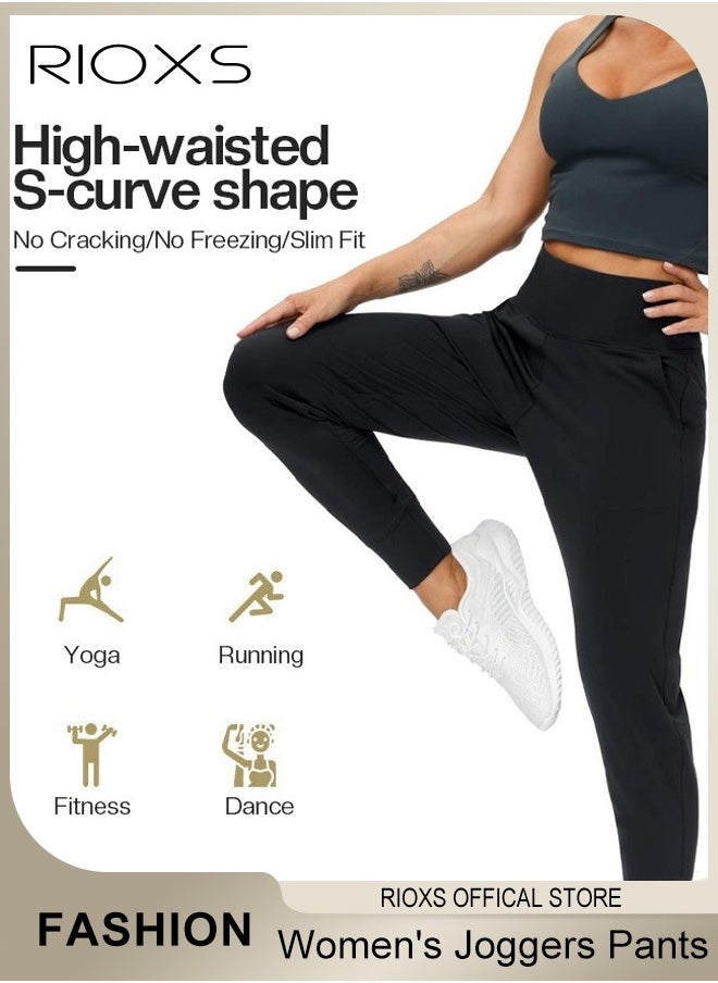 RIOXS Women's Joggers Pants,Comfy High Waisted Trousers,Lightweight Athletic Leggings Pants,Casual Sweatpants For Gym Workout Yoga Running,Stretch Pants With Pocket For Women Ladies  - Image 2