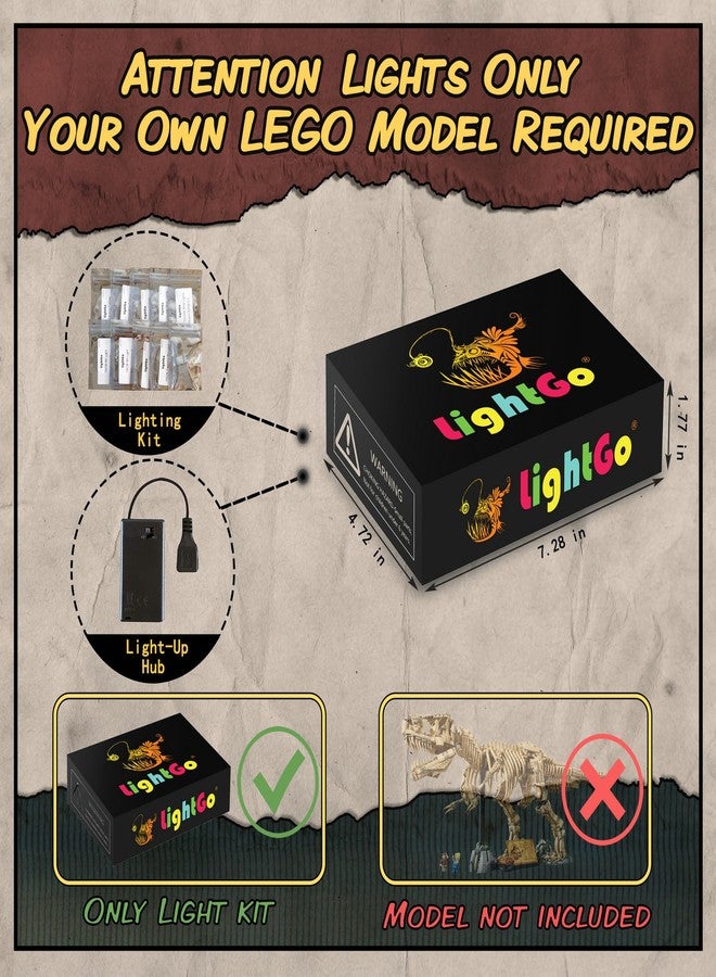 LightGo LED Kit for Lego Jurassic World 76968 Dinosaur Fossils Tyrannosaurus rex | Lighting Only-Bricks Set Not Included (Classic Version) - Image 2