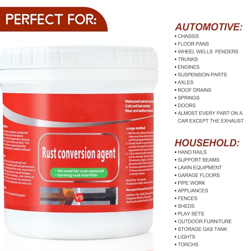 TPTAL Rust Renovator,Rust Remover for Metal,Rust Converter for Metal,Water-Based Rust Remover for Metal, Rust Removal Converter Metallic Paint with Brush,Multi-Functional Anti-Rust Paint 300g(Black) - Image 4