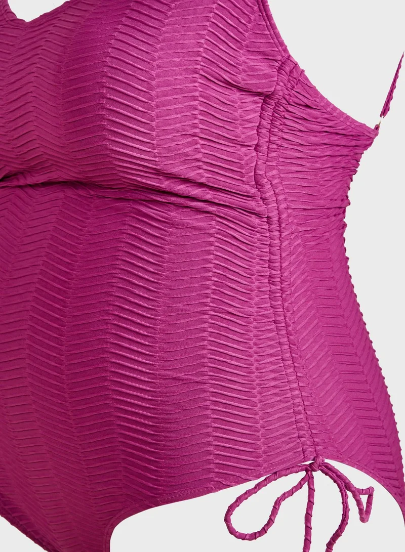 Cotton On Curve High Leg Tie Detail Swimsuit