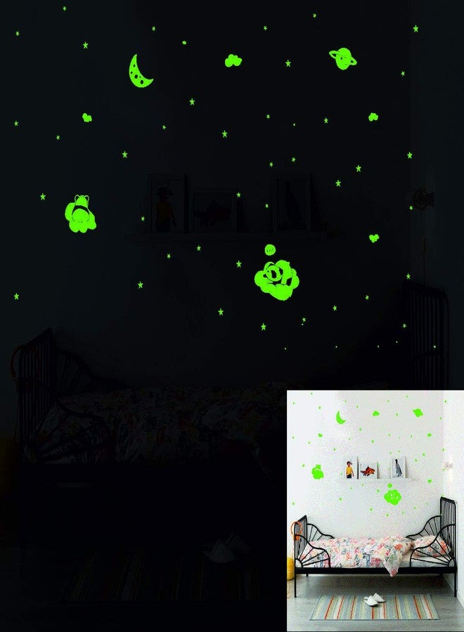 Monk Wish Glow in The Dark Stars for Ceiling or Wall Stickers (Green, 25cm x25cm x 1cm) - Image 1