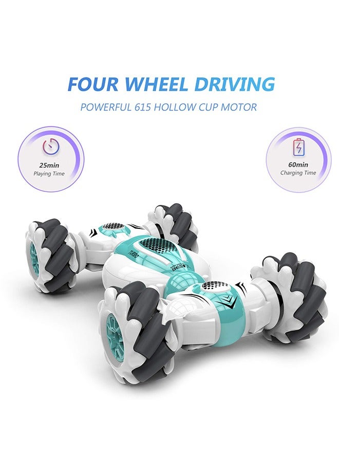 Arabest سيارة تعمل بالتحكم عن بعد، سيارة حيلة رباعية الدفع بتردد 2.4 جيجا هرتز، سيارة بمستشعر للإيماءات، سيارة قابلة للتشوه لجميع التضاريس على الطرق الوعرة مع تقلب 360¬∞ ودوران على الوجهين، سيارة لعبة كهربائية للأولاد والبنات (أخضر) - Image 4