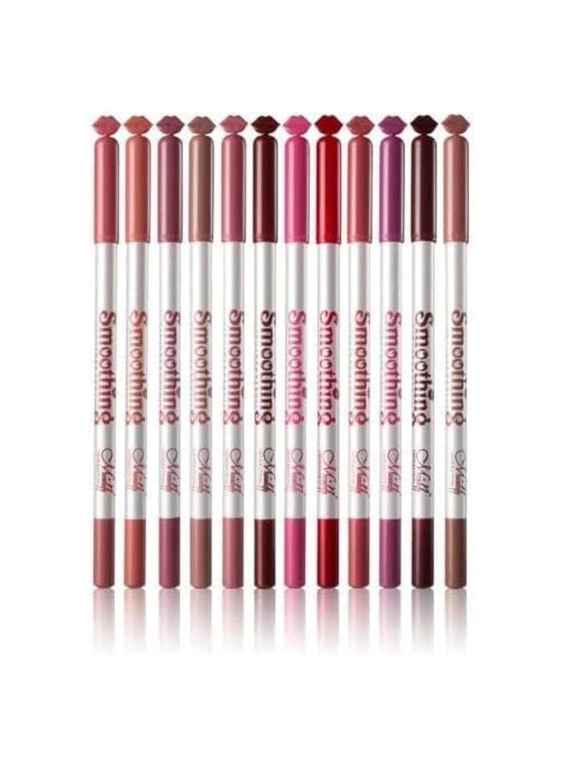 Mn 12 Pieces Smoothing Lip Liner Pencil Set Multicolour - Image 1