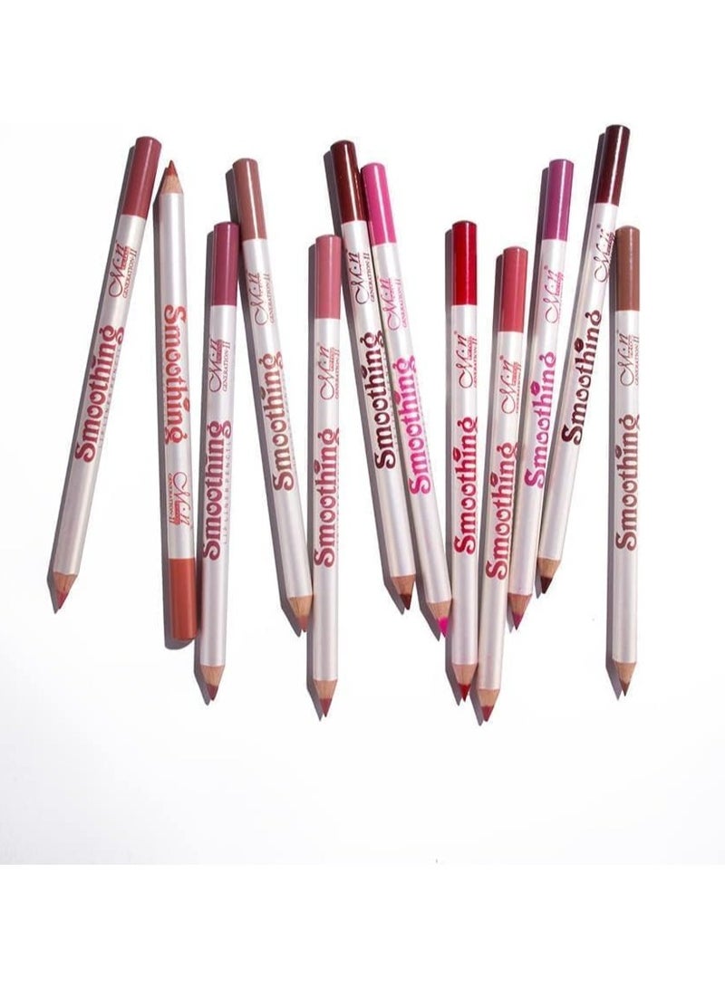 Mn 12 Pieces Smoothing Lip Liner Pencil Set Multicolour - Image 4
