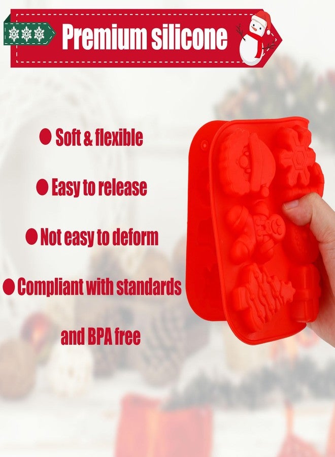 XIHIRCD 2 Pcs Christmas Silicone Chocolate Molds, Christmas Candy Baking Molds with Cute 3D Snowflake Candy Cane Snowman Gingerbread Man Holiday Candy Molds for DIY Baking - Image 3