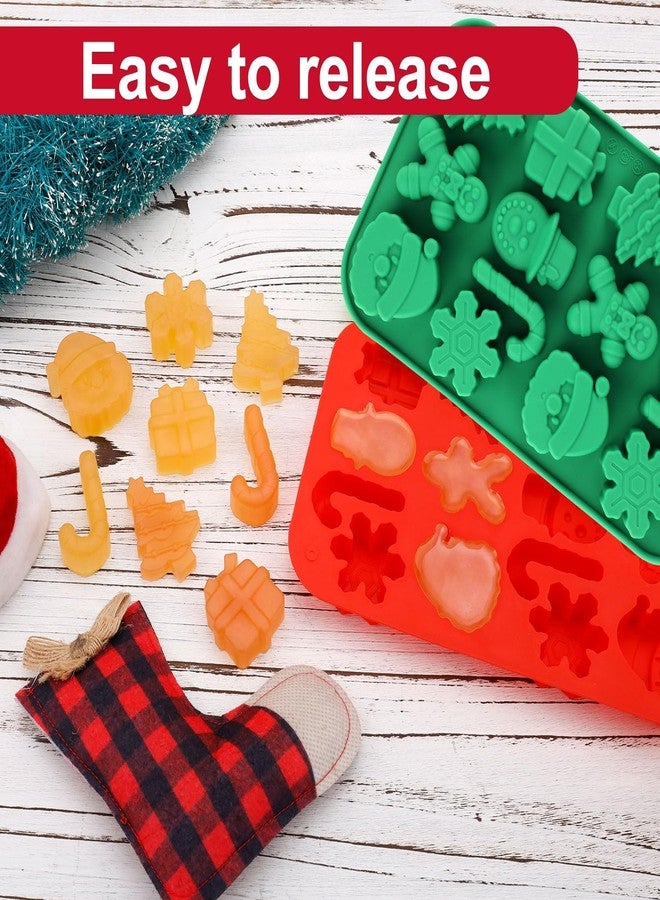 XIHIRCD 2 Pcs Christmas Silicone Chocolate Molds, Christmas Candy Baking Molds with Cute 3D Snowflake Candy Cane Snowman Gingerbread Man Holiday Candy Molds for DIY Baking - Image 4