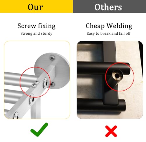XEENEW Double Towel Racks for Bathroom, Towel Rack with Shelf, Towel Shelf with Double Towel Bar Brushed Nickel, Wall Mount Towel Holder Stainless Steel, 32 Inch Towel Bar with Shelf - Image 4