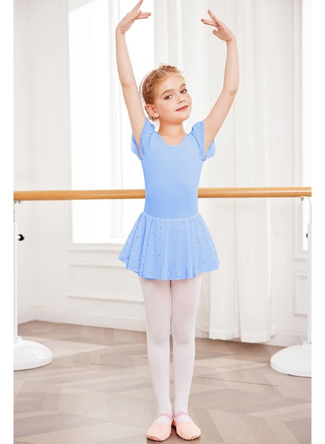 Arshiner Girls Ruffle Sleeve Ballet Dance Dress Tutu Skirted Leotard, Blue, 3-4 Years - Image 5