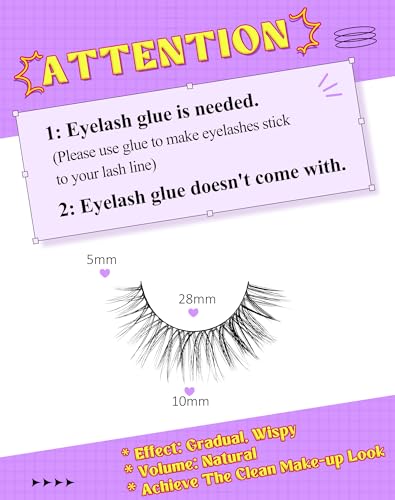 Onlyall Natural Lashes Wispy Lashes Natural Look False Eyelashes Natural Flared Eyelashes False Eye Lashes Soft Fluffy Lashes 7 Pairs DK53 - Image 2