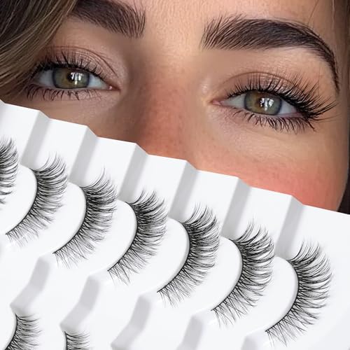 Onlyall Natural Lashes Wispy Lashes Natural Look False Eyelashes Natural Flared Eyelashes False Eye Lashes Soft Fluffy Lashes 7 Pairs DK53 - Image 1
