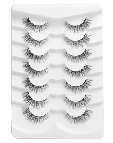 Onlyall Natural Lashes Wispy Lashes Natural Look False Eyelashes Natural Flared Eyelashes False Eye Lashes Soft Fluffy Lashes 7 Pairs DK53 - Image 5