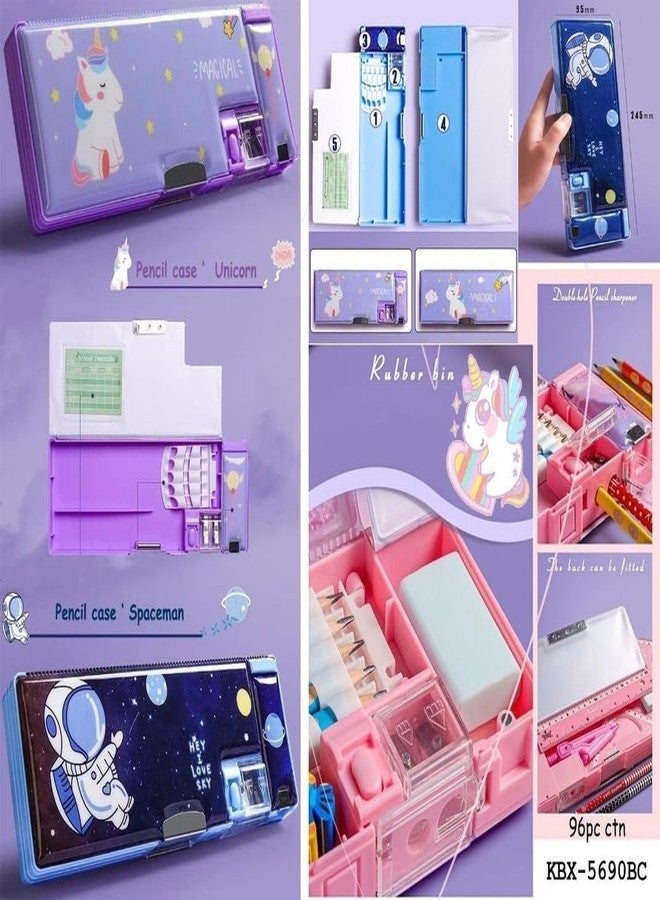 GETNAKSH Magical Multifunctional Cute School Pencil Box for Girls, Space Compass Box for Boys, Aesthetic Stationary Items for Kids, Magnetic Pencil Box, Best Gifts (P Mini Compass Box) - Image 2