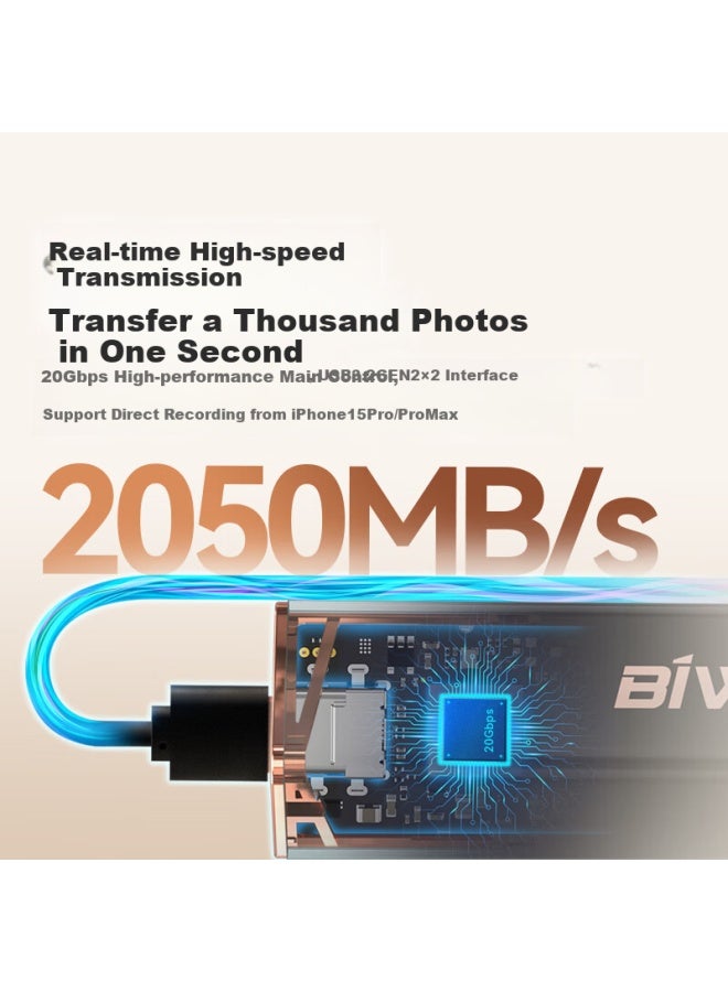 Biwin 1tb Portable Solid State Drive Pd2000 High Speed Portable Solid State Drive Type-c Usb 3.2 Nvme Direct Connection For Mobile Phones 2050mb/s Starlight Color - Image 2