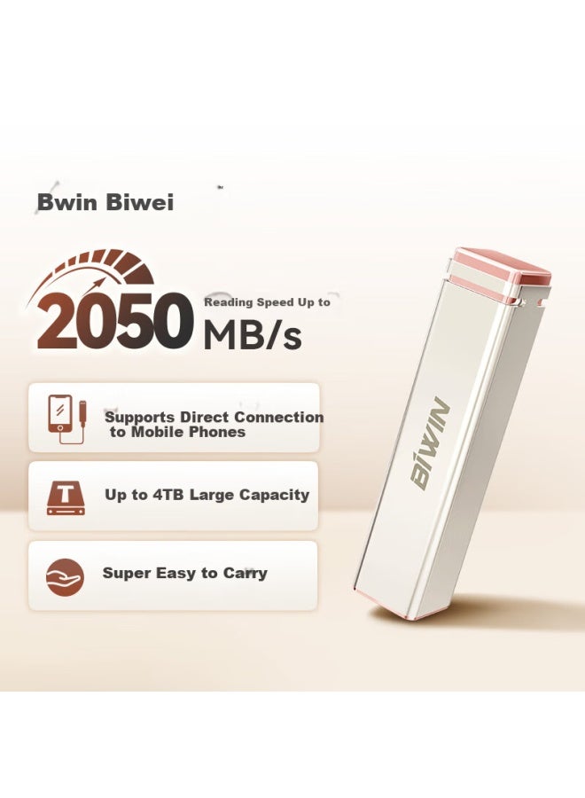Biwin 1tb Portable Solid State Drive Pd2000 High Speed Portable Solid State Drive Type-c Usb 3.2 Nvme Direct Connection For Mobile Phones 2050mb/s Starlight Color - Image 1
