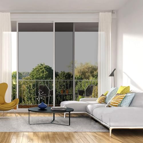 WALLTON One Way Mirror Window Film Daytime Privacy Sun Blocking Heat Control Anti UV Reflective Glass Film Static Cling Window Tint Sticker for Living Home Office. (Black Gloss, 12x48 Inch) - Image 3