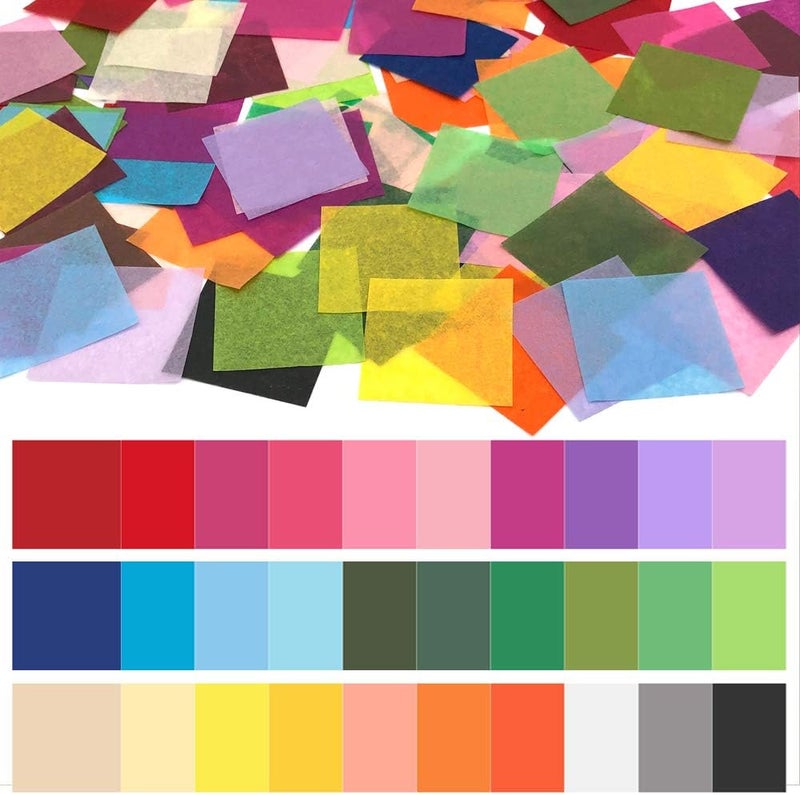 Cinvo 3000 Pcs Tissue Paper Squares 2 Inch x 2 inch Rainbow Tissue Mosaic Squares for Arts Crafts DIY Projects Scrunch Art Classroom Activities and More- 30 Assorted Colors - Image 1
