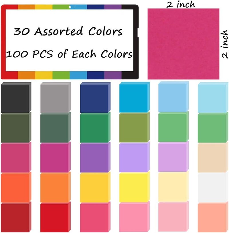 Cinvo 3000 Pcs Tissue Paper Squares 2 Inch x 2 inch Rainbow Tissue Mosaic Squares for Arts Crafts DIY Projects Scrunch Art Classroom Activities and More- 30 Assorted Colors - Image 3
