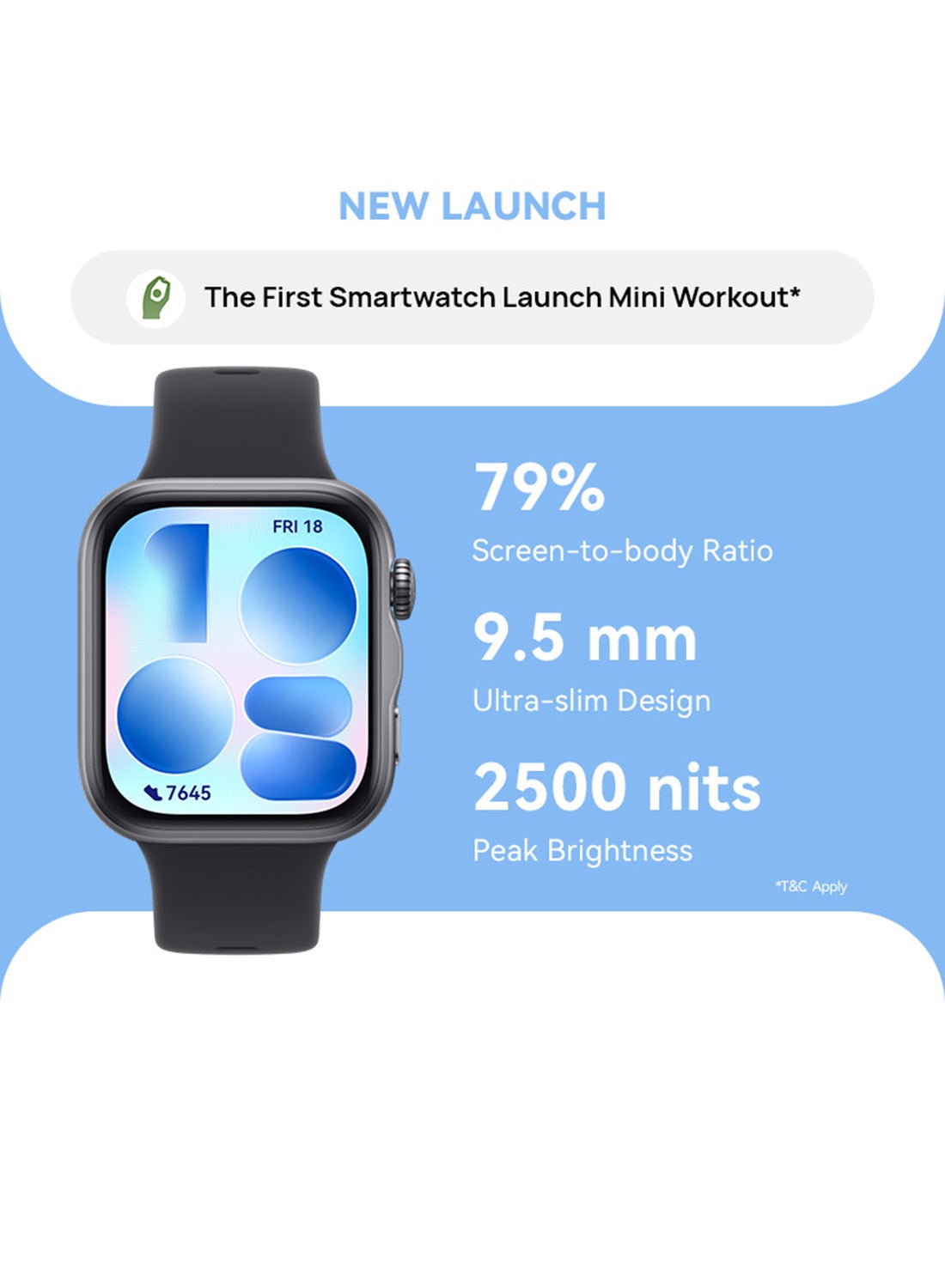 WATCH FIT 5 Smart Watch, Mini Workout, Sleep & Health Monitor for Men&Women, Heart Rate Tracker, SpO₂, GPS, iOS & Android Compatible, Up to 10-Day Battery Life, black