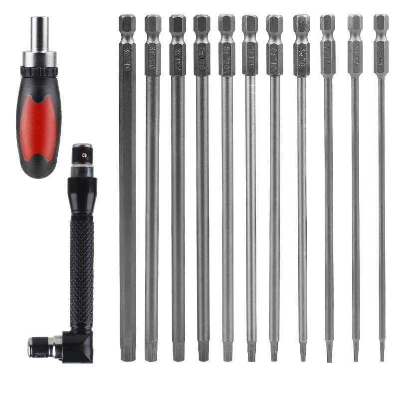 CPROSP Torx Screwdriver Set 150 mm Long, with 2 Torx Screwdrivers, T6, T7, T8, T9, T10, T15, T20, T25, T27, T30, T40, S2 Steel, Star Head - Image 1
