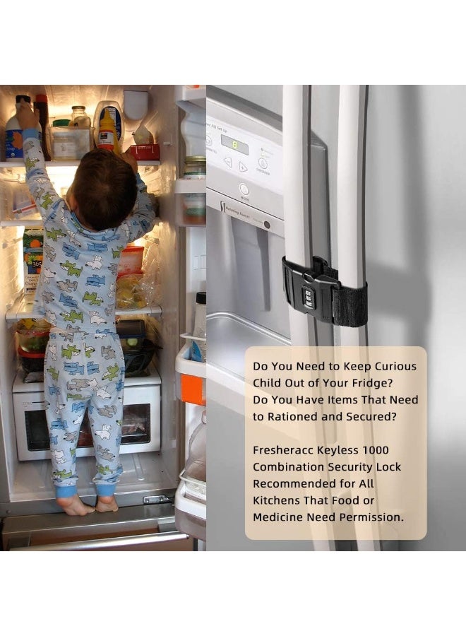 FresherAcc Fresheracc Fridge Freezer Refrigerator Cabinet Lock Latch, (2 Packs) Adjustable French Door Guard for Toddlers Children Kids Special Needs, No Drill No Screw No Adhesive (2 Packs Black)  - Image 2