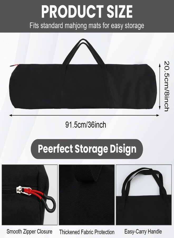 YCQDDA 34-Inch Mahjong Mat Bag, Heavy-Duty Canvas Carrying Bag with Center Dual Handles & Smooth Zipper, Fits Mahjong Mat, Racks & Tiles, All-in-One Travel Storage Bag - Image 2