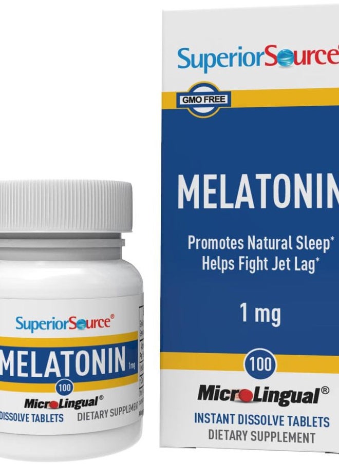 Superior Source Melatonin 1 mg - Healthy Sleep Support Supplement for Adults - Melatonin Formula with Chamomile Aids Relaxation & Restful Sleep - 100 Sublingual Dissolving Tablets  - Image 1