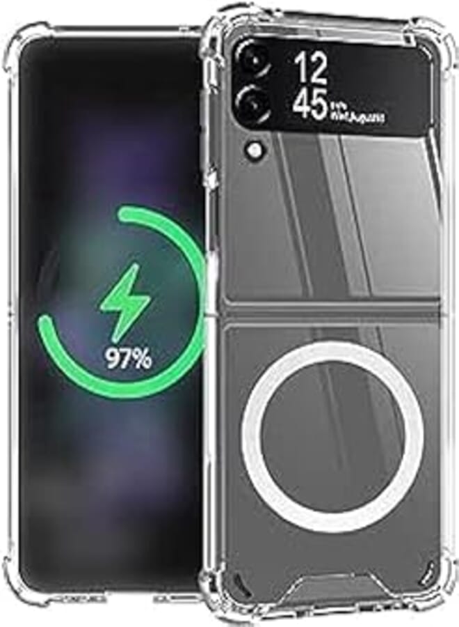 Case for Samsung Galaxy Z FLIP 3 5G, Magnetic Flip TPU Protective Case, Support Wireless Charging, Anti-Scratch, Transparent.