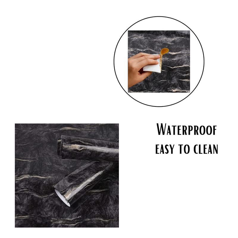 RAUSHIK PVC Vinyl Solid Self Adhesive Waterproof Old Furniture/Wooden Door Wardrobe/Desktop/Wall Stickers (12 X 48 Inch, Black Marble) - Image 5