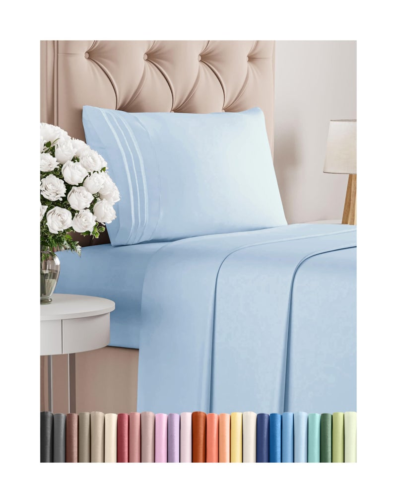 CGK Unlimited Twin Size 3 Piece Sheet Set  Comfy Breathable  Cooling Bed Sheets Set  Hotel Luxury Bedding for Women Men Kids  Teens  Deep Pockets EasyFit Super Soft  Wrinkle Free  OekoTex  Light Blue 