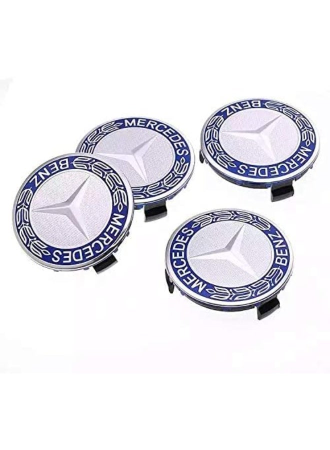 مرسيدس بنز غطاء جنط مرسيدس بنز اربع قطع فضي وازرق - Image 3