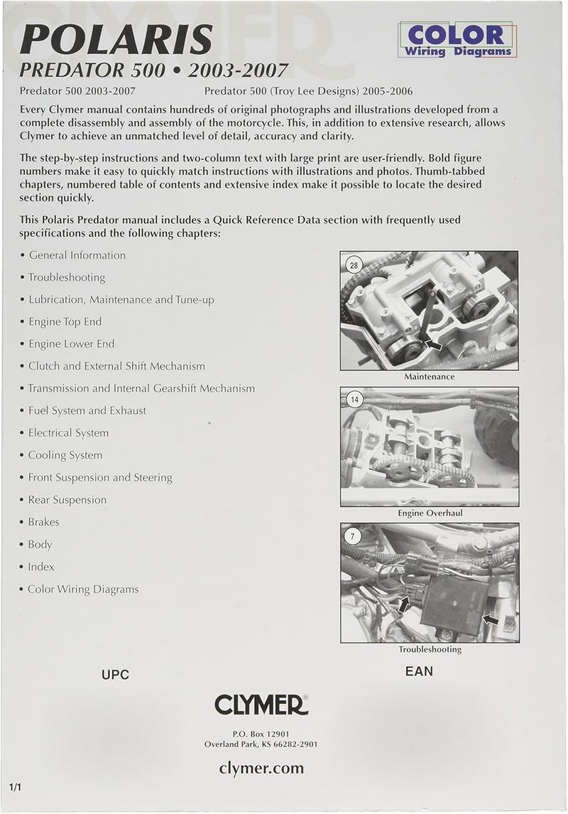 Clymer Repair Manual for Polaris Predator 500 (2003-2007) - Image 2