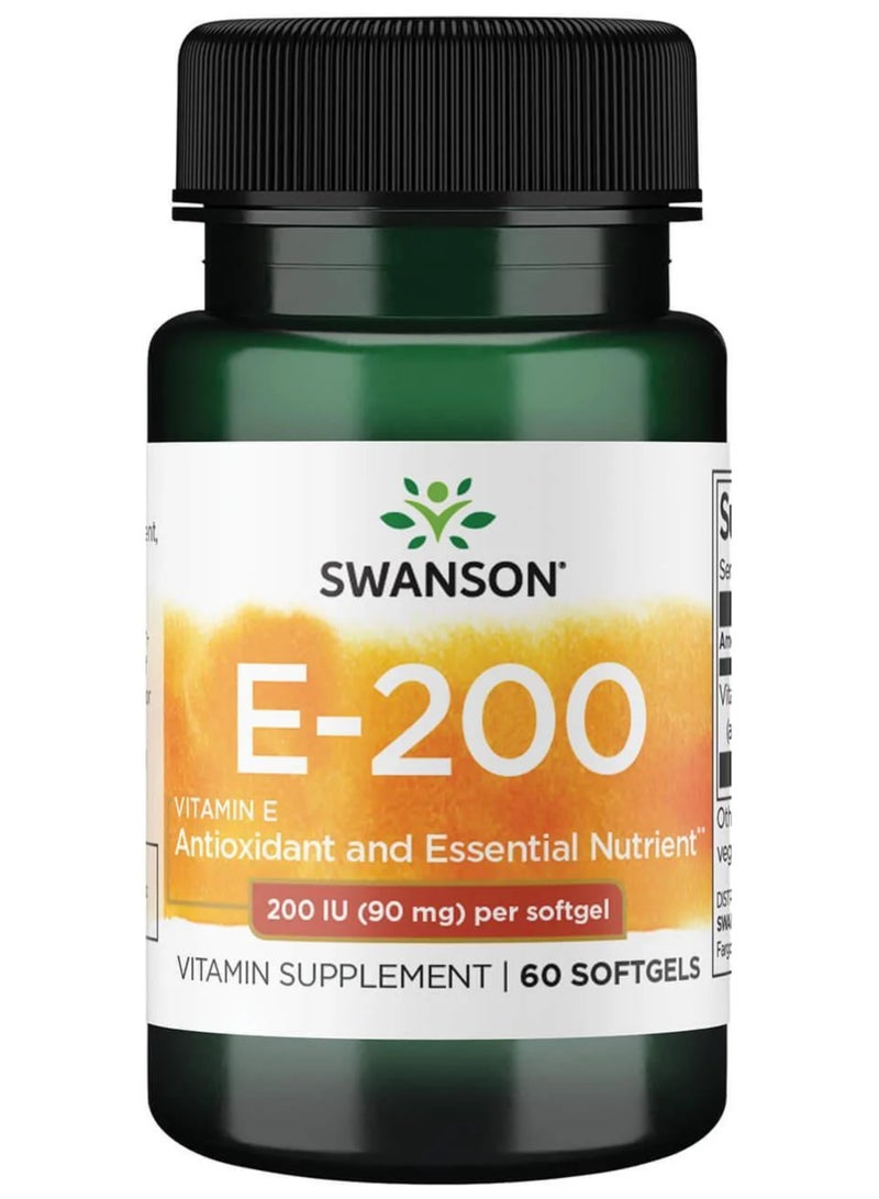 سوانسون‏, فيتامين هـ ، 90 ملجم (200 وحدة دولية) ، 60 كبسولة هلامية