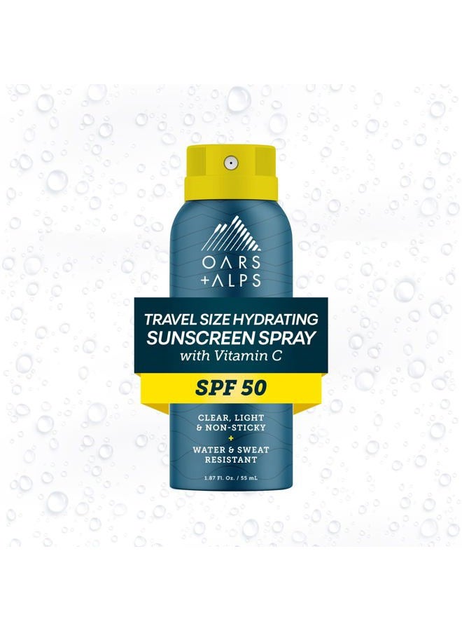 Oars + Alps Sunscreen Spray for Face & Body, SPF 50 Travel Size Sunscreen, Infused with Vitamin C & Antioxidants, No Residue, Water & Sweat Resistant, All Skin Types, Lightweight, Hydrating 1.87oz - Image 1