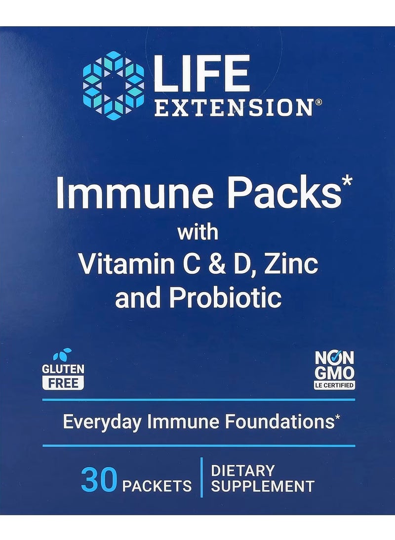 لايف إكستنشن، عبوات تقوية المناعة مع فيتامين سي ود، والزنك والبروبيوتيك، 30 عبوة
