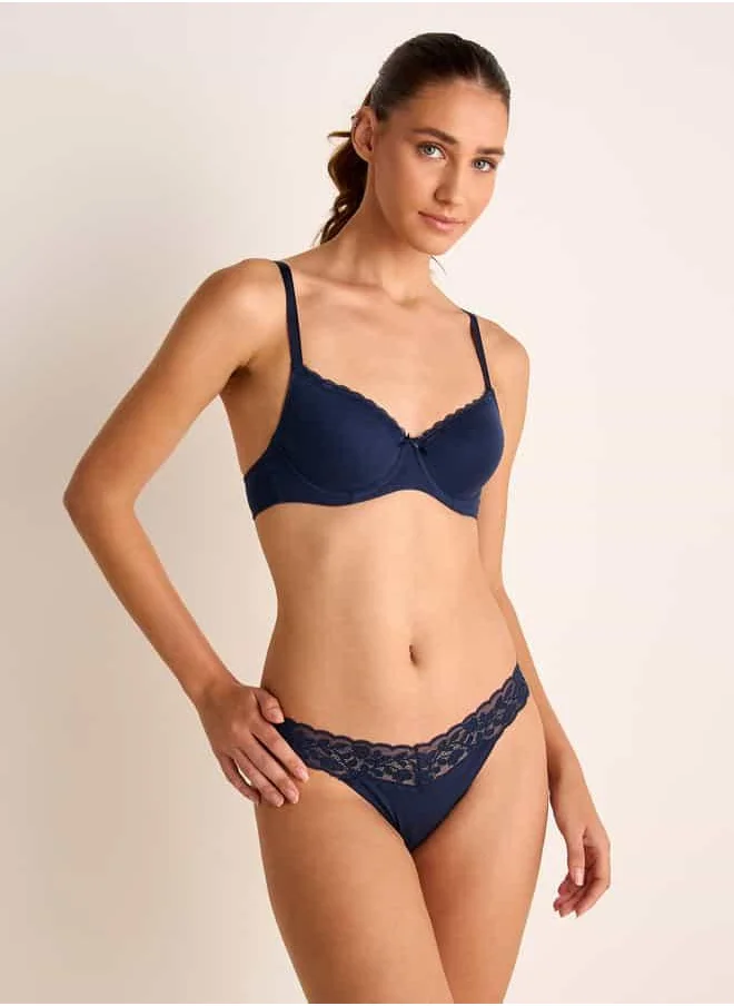 فاف Thongs with Elasticated Waistband and Lace Detail