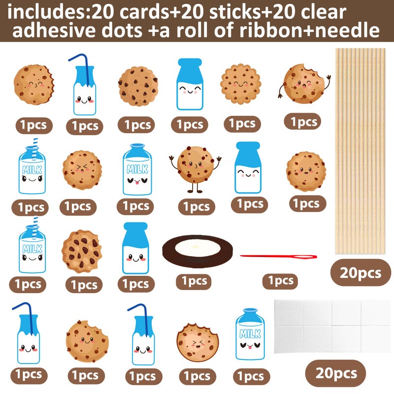 umoni Milk and Cookies Birthday Centerpiece Sticks 20PCS Milk and Cookie Table Decor Cookies Theme Party Centerpieces Chocolate Chip Decorations for Biscuit Baby Shower Supplies - Image 3